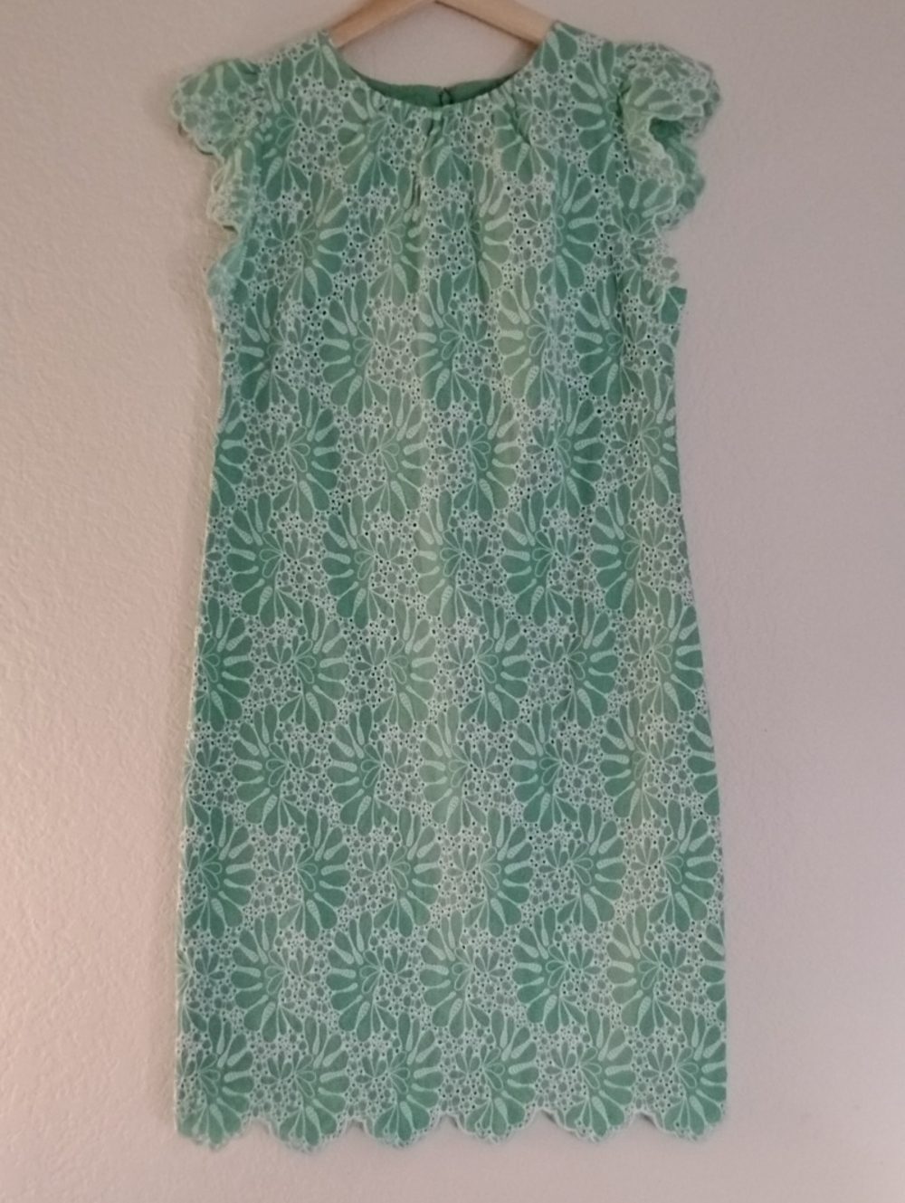 LOFT 100% Cotton Mint Green Embroidered Romantic Dress